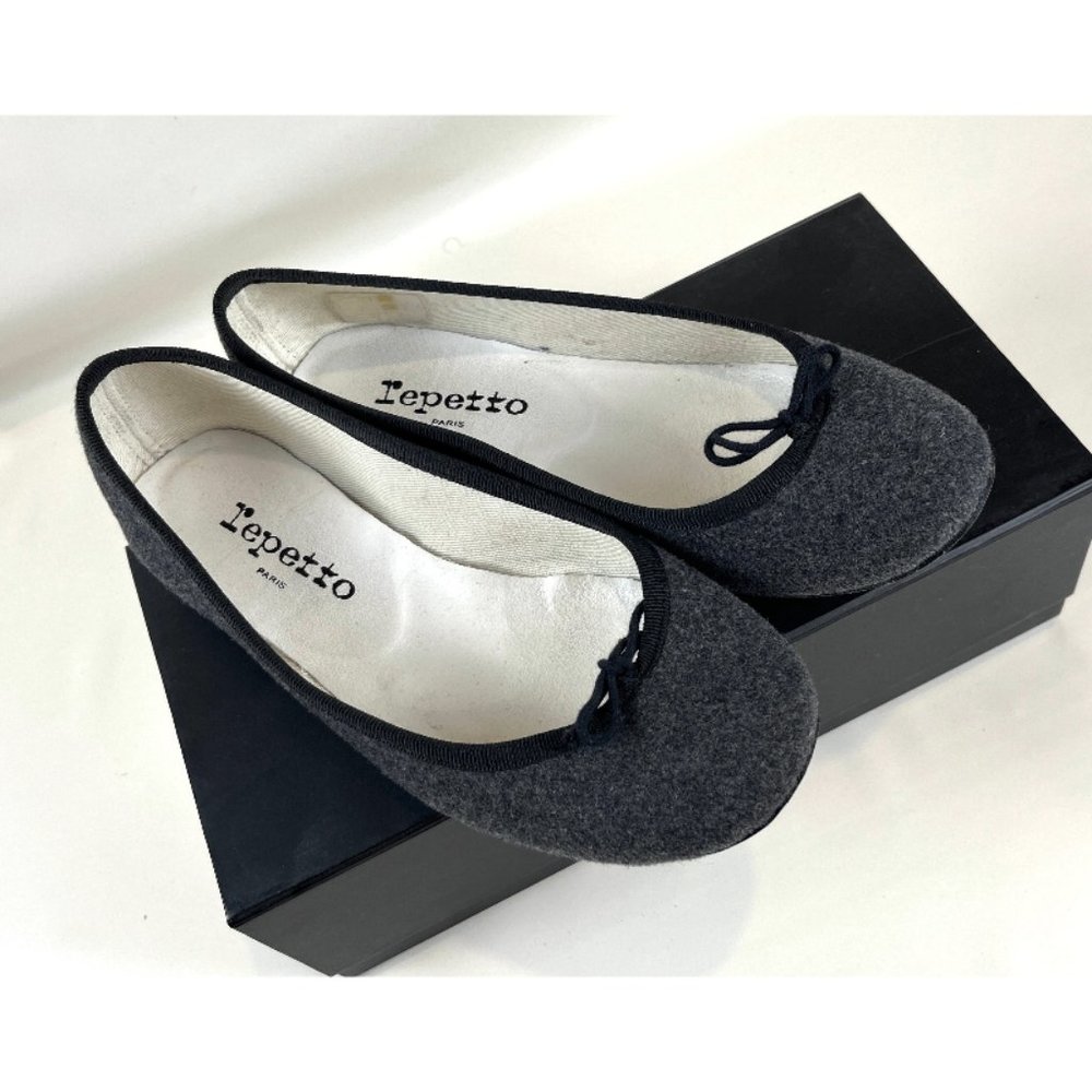 REPETTO GRAY WOOL BALLET FLAT 7.5